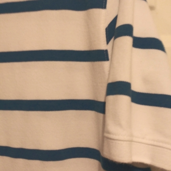 Cactus Performance Mens Short Sleeve Blue & White Stripe Polo Shirt Sze L #M-16 - Picture 3 of 6